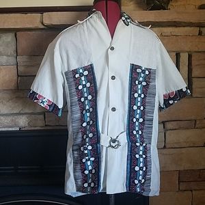 Vintage Rare OOAK Barkcloth Hawaiian Shirt M